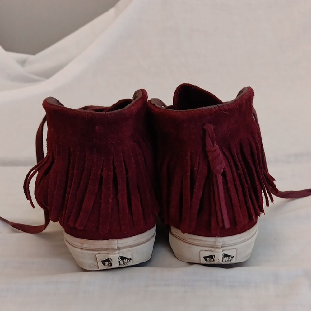 Vans Burgundy Fringe High-Top Sneakers - Picture 2 of 5